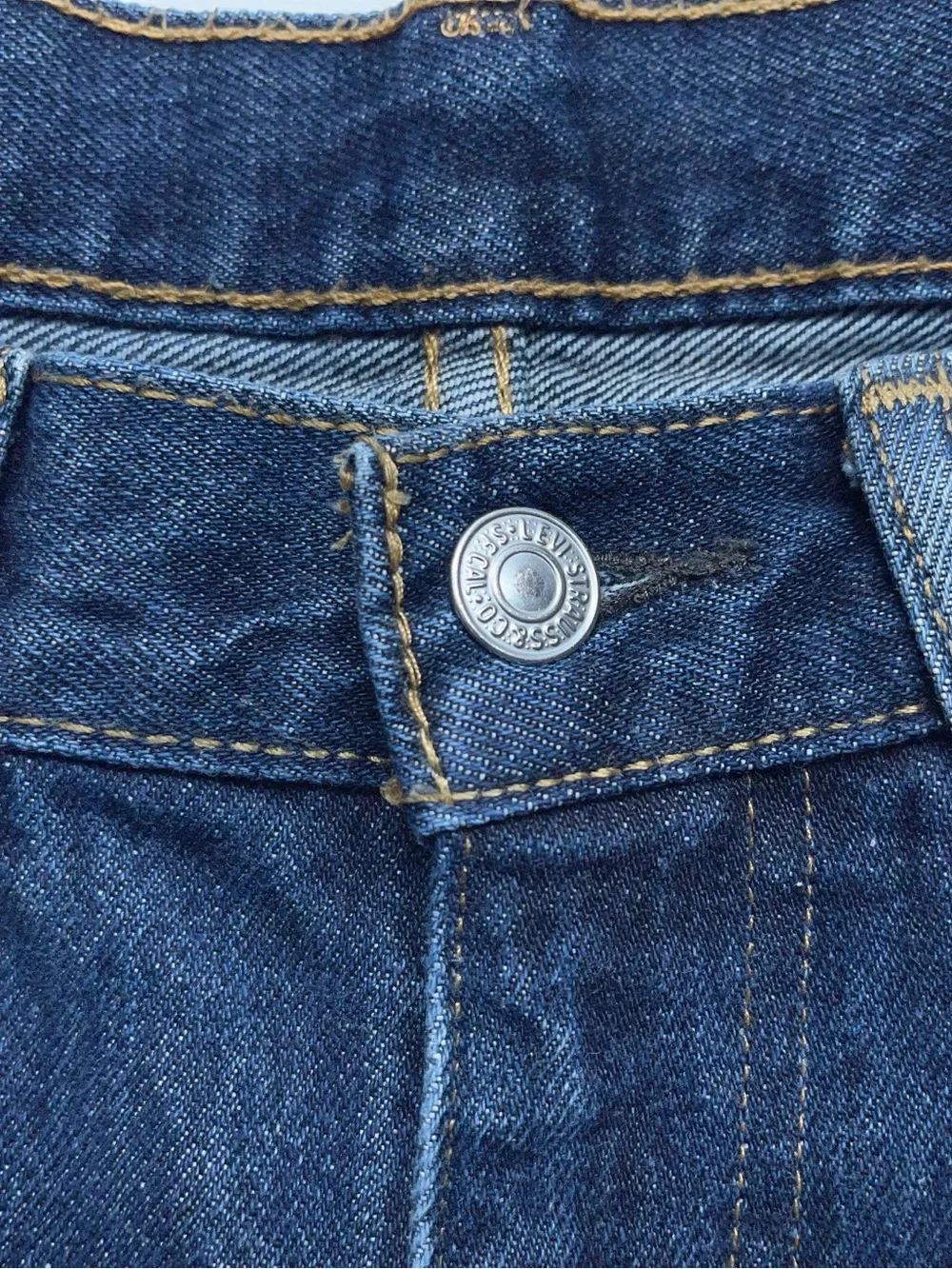 Levis 505 Jeans Mens 36x30 Blue Regular Straight Dark Wash Denim Custom Bead